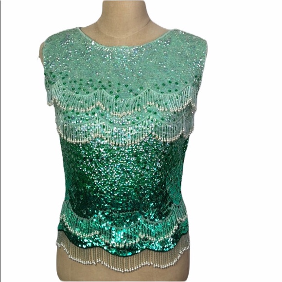 Tops - Vintage bead/sequin wool knit tank top